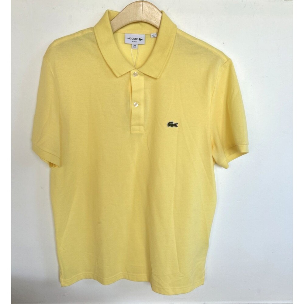 Lacoste Polo Shirt Mens Slim Fit Logo Pique Yellow Size US XL/FR 6 NEW $110